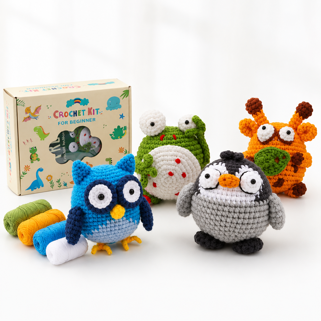 Beginner Crochet Animal Kit Set - beginner crochet animal kit set display