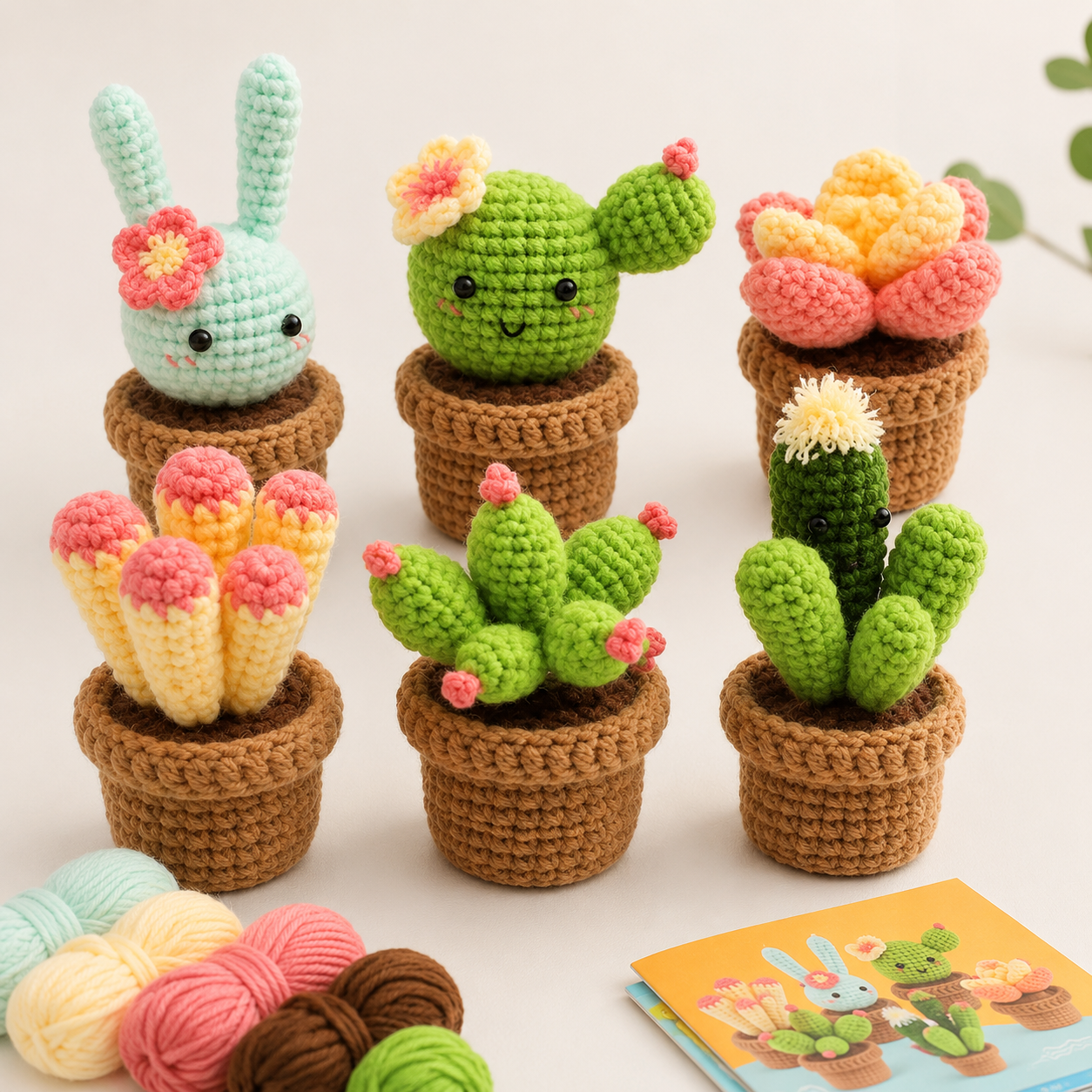DIY Crochet Potted Plant Kit - 6 Pack - potted plant crochet kit 6 pack lifestyle