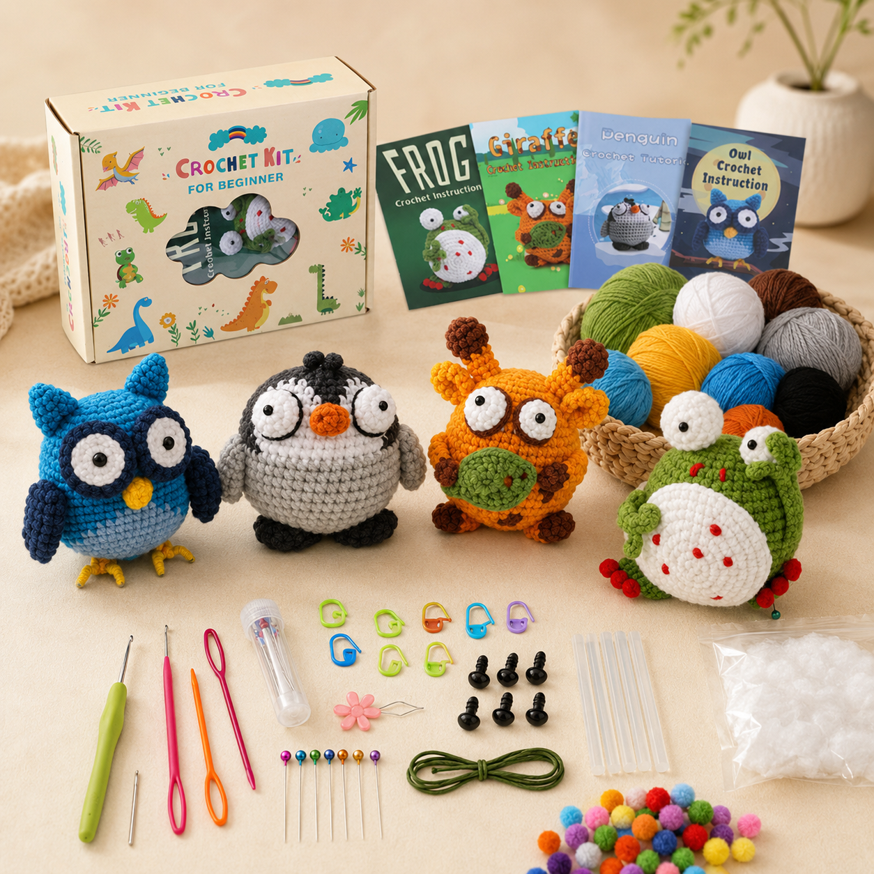 Beginner Crochet Animal Kit Set - beginner crochet animal kit set lifestyle
