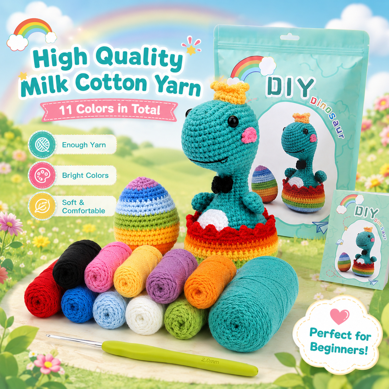 Dinosaur crochet kit milk cotton yarn quality
