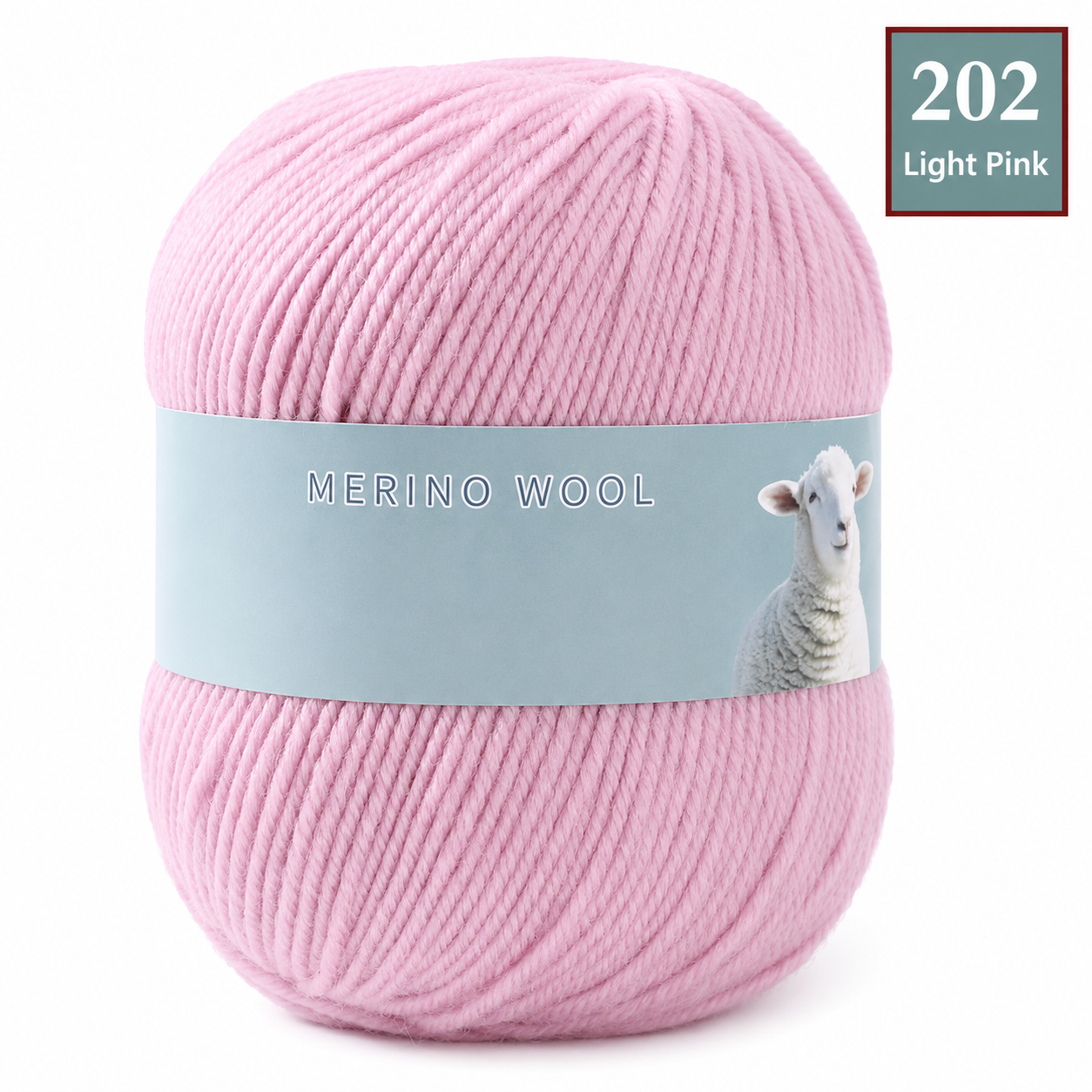 100g 100% merino wool yarn in 202 Light Pink shade for knitting and crochet