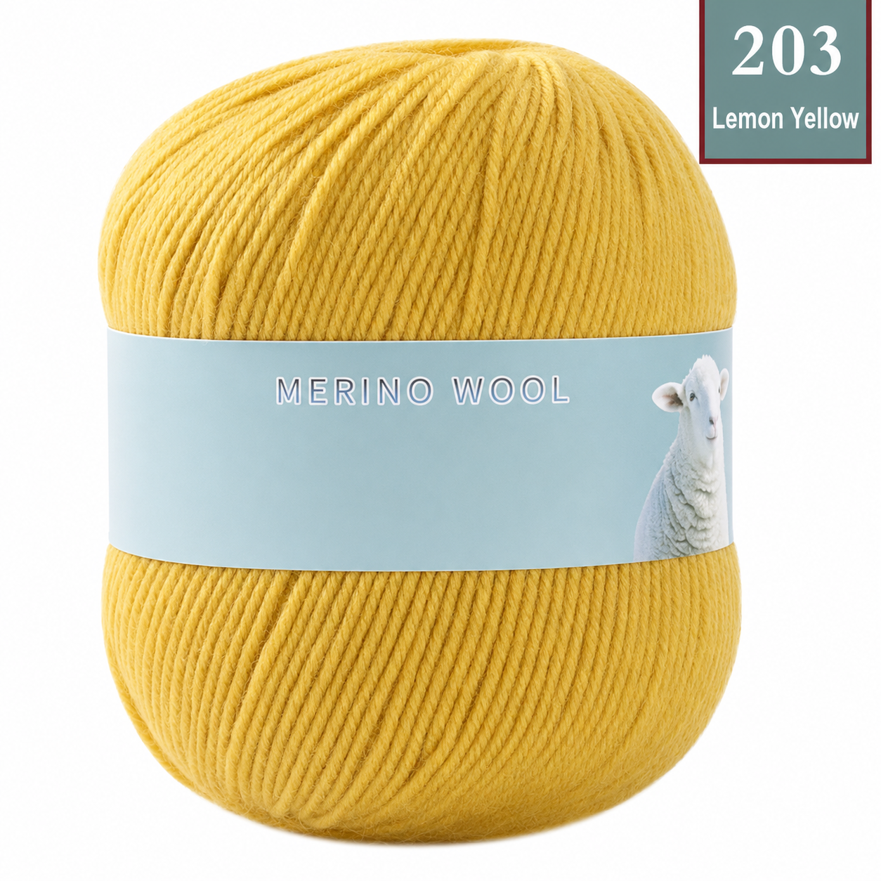 100g 100% merino wool yarn in 203 Lemon Yellow shade for knitting and crochet