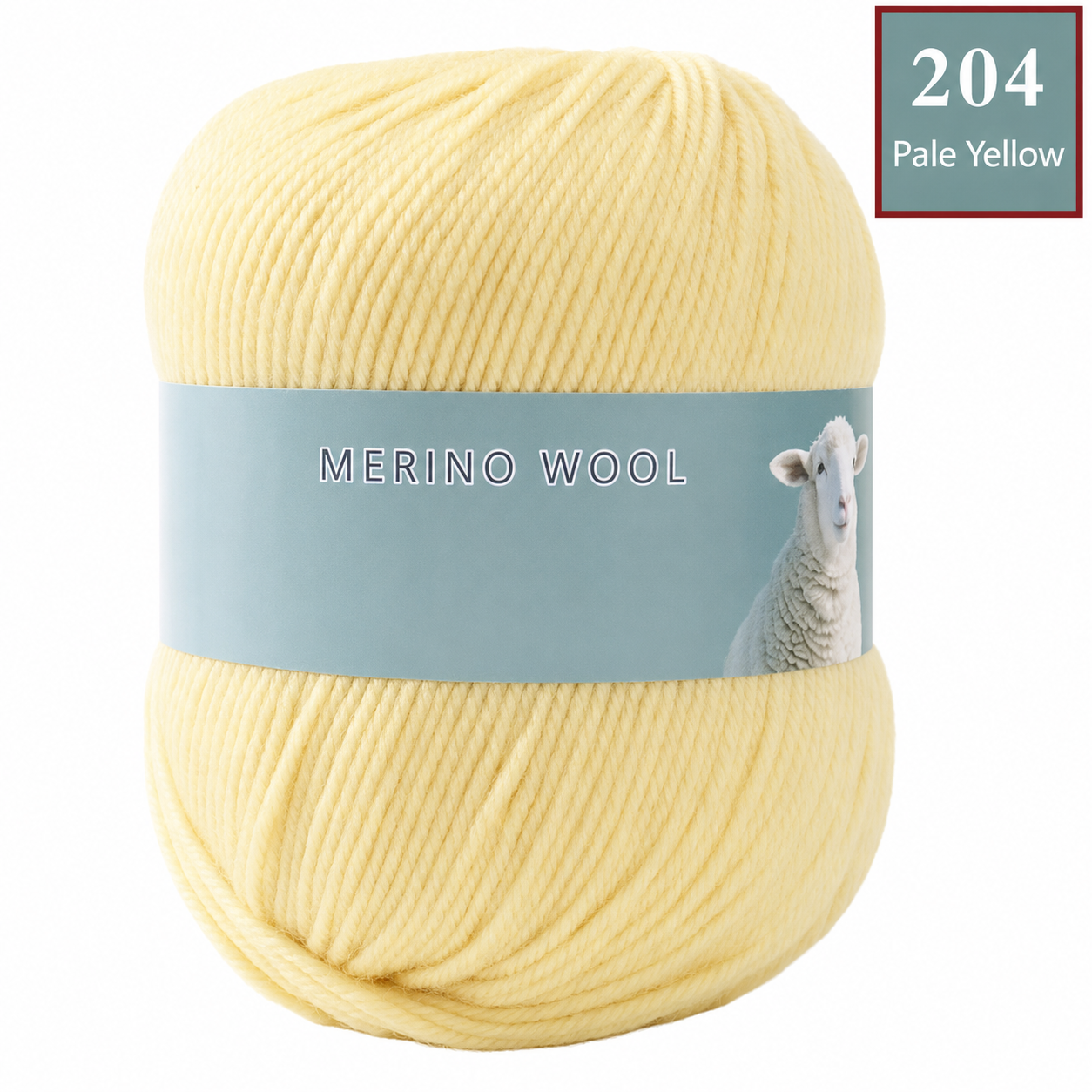 100g 100% merino wool yarn in 204 Pale Yellow shade for knitting and crochet