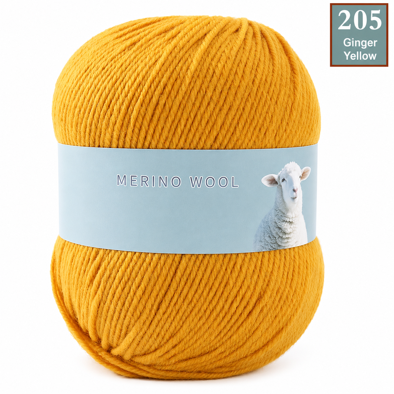 100g 100% merino wool yarn in 205 Ginger Yellow shade for knitting and crochet