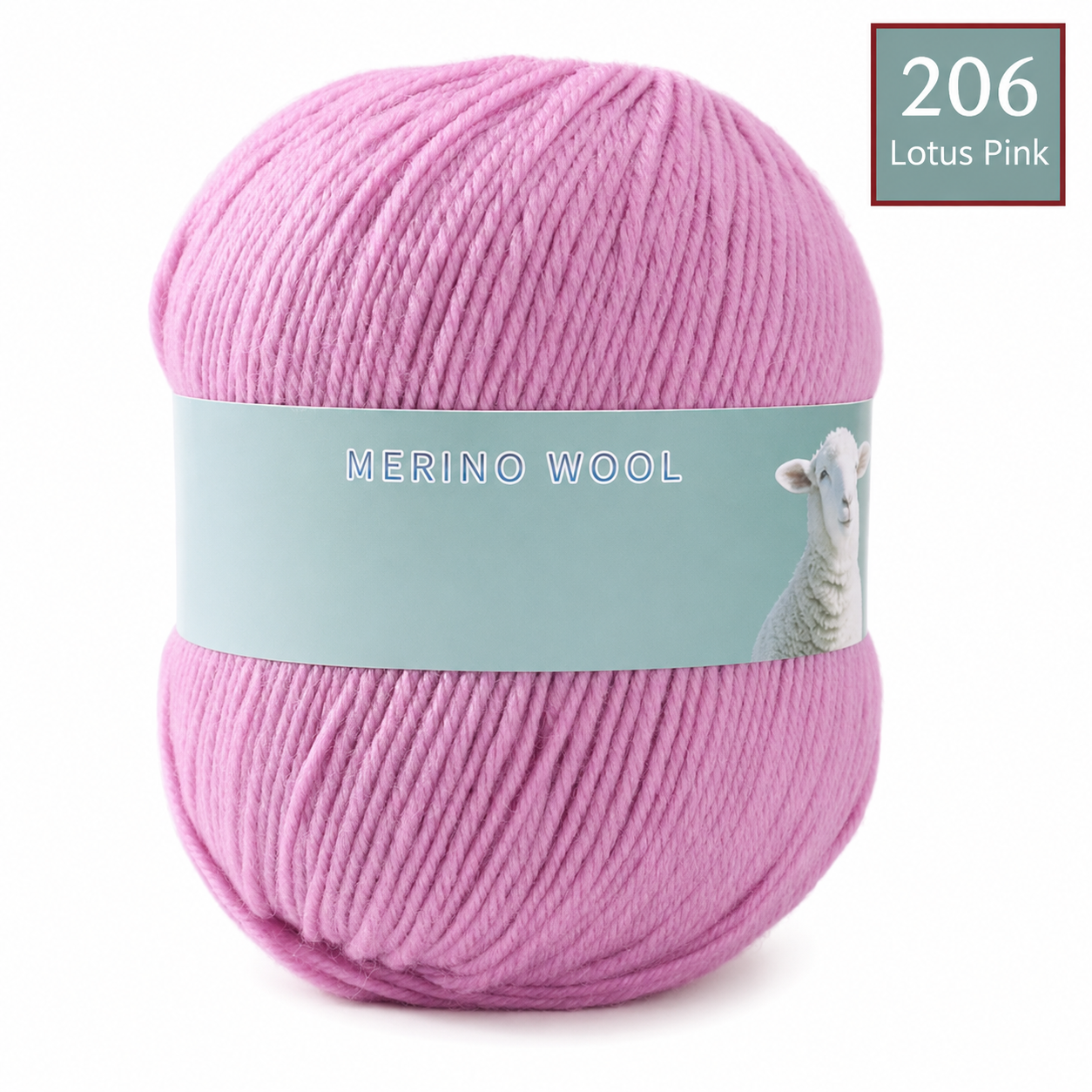 100g 100% merino wool yarn in 206 Lotus Pink shade for knitting and crochet
