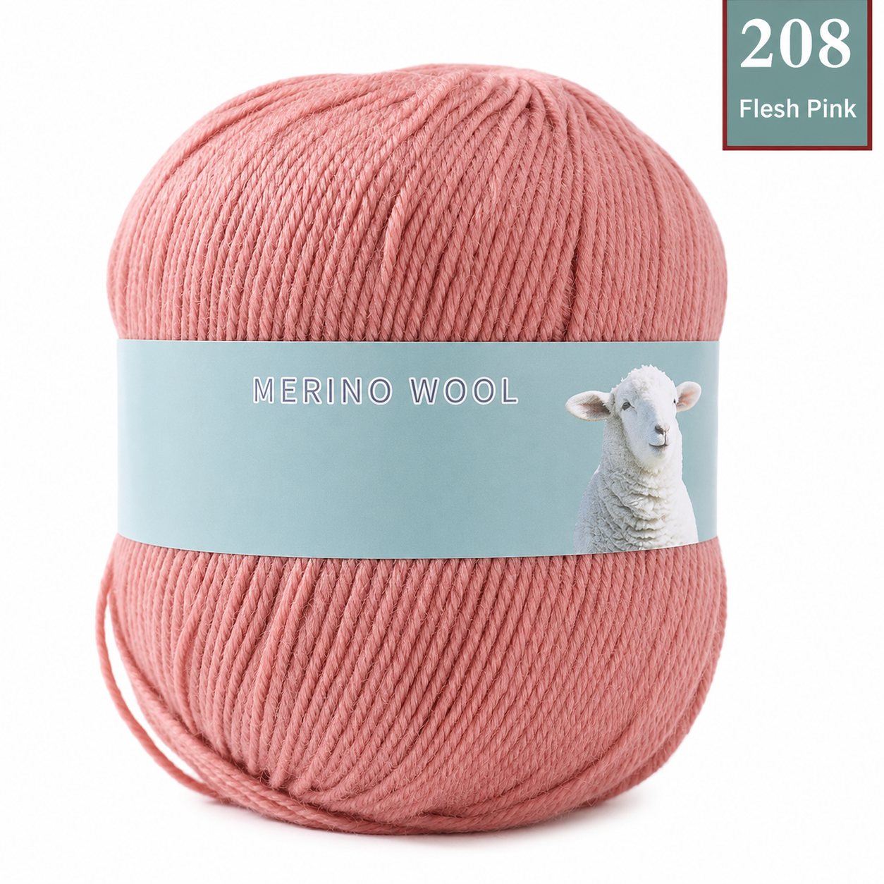 100g 100% merino wool yarn in 208 Flesh Pink shade for knitting and crochet