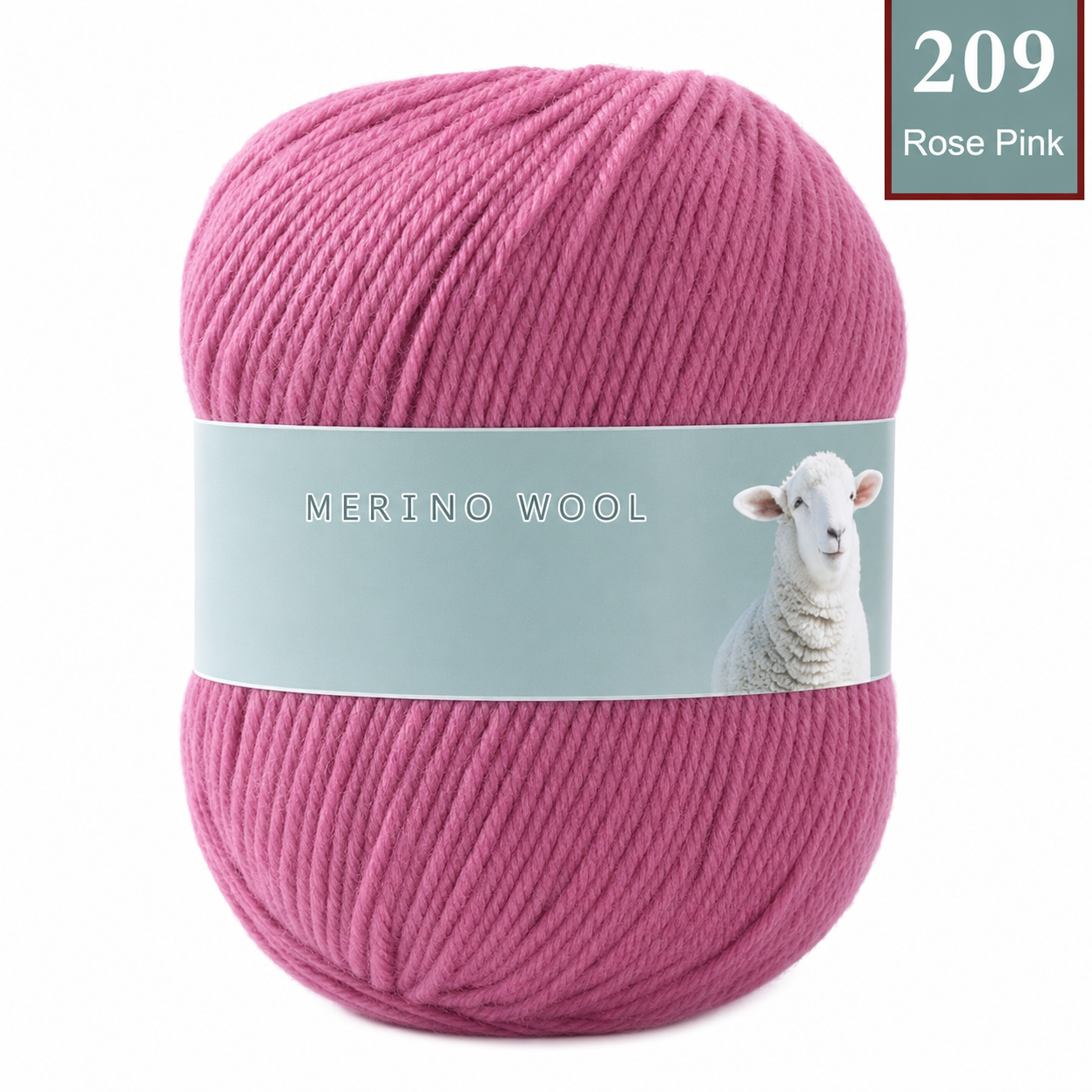 100g 100% merino wool yarn in 209 Rose Pink shade for knitting and crochet