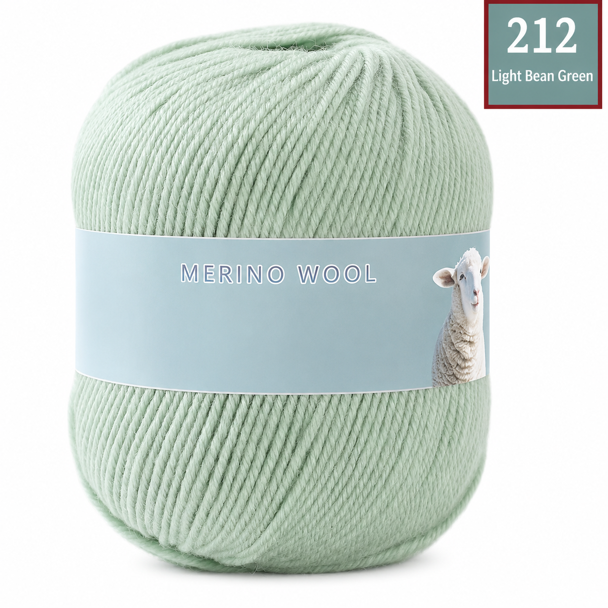 100g 100% merino wool yarn in 212 Light Bean Green shade for knitting and crochet