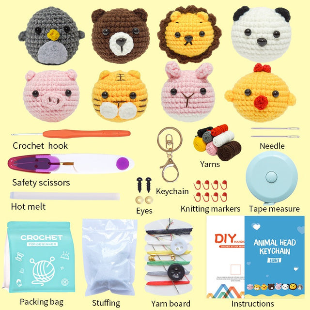 crochet plush gift kit for beginners with cute handmade projects