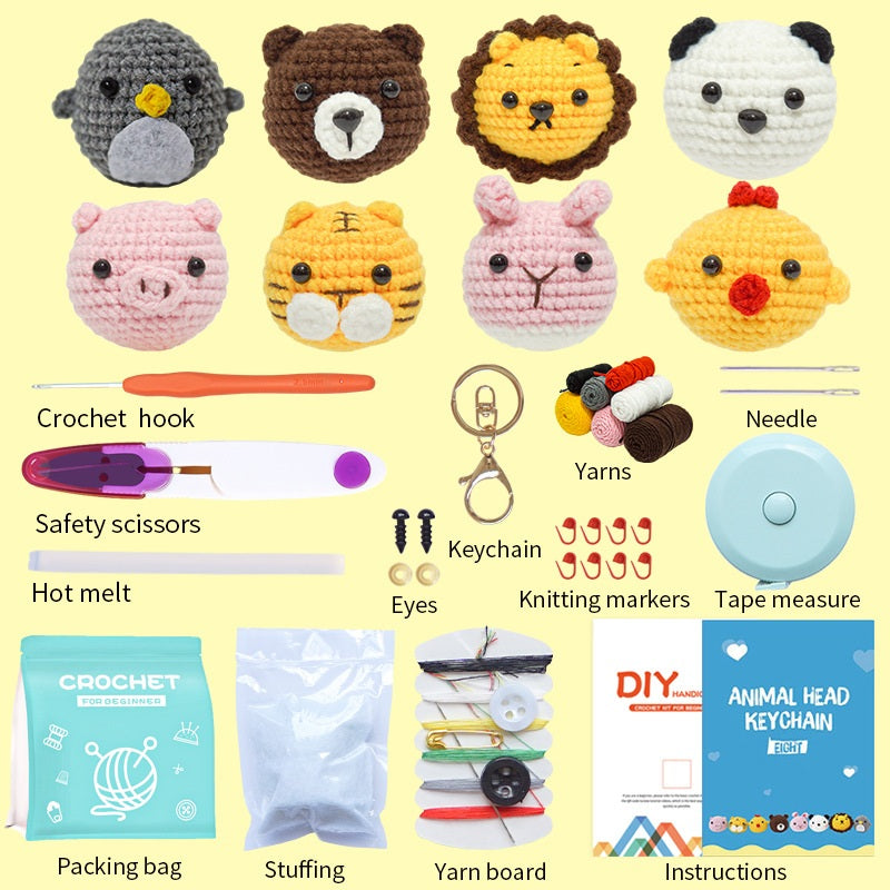 crochet plush gift kit for beginners with cute handmade projects