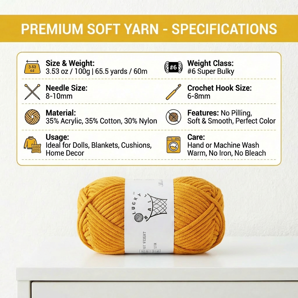 100g  Cotton-Nylon Acrylic Blend Yarn for Beginners