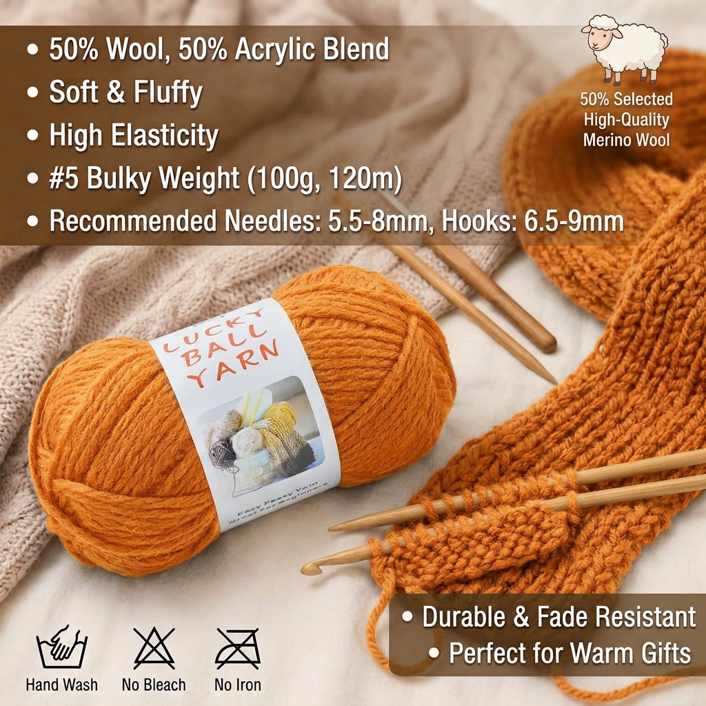 Merino Wool Blend Acrylic  Yarn for Knitting