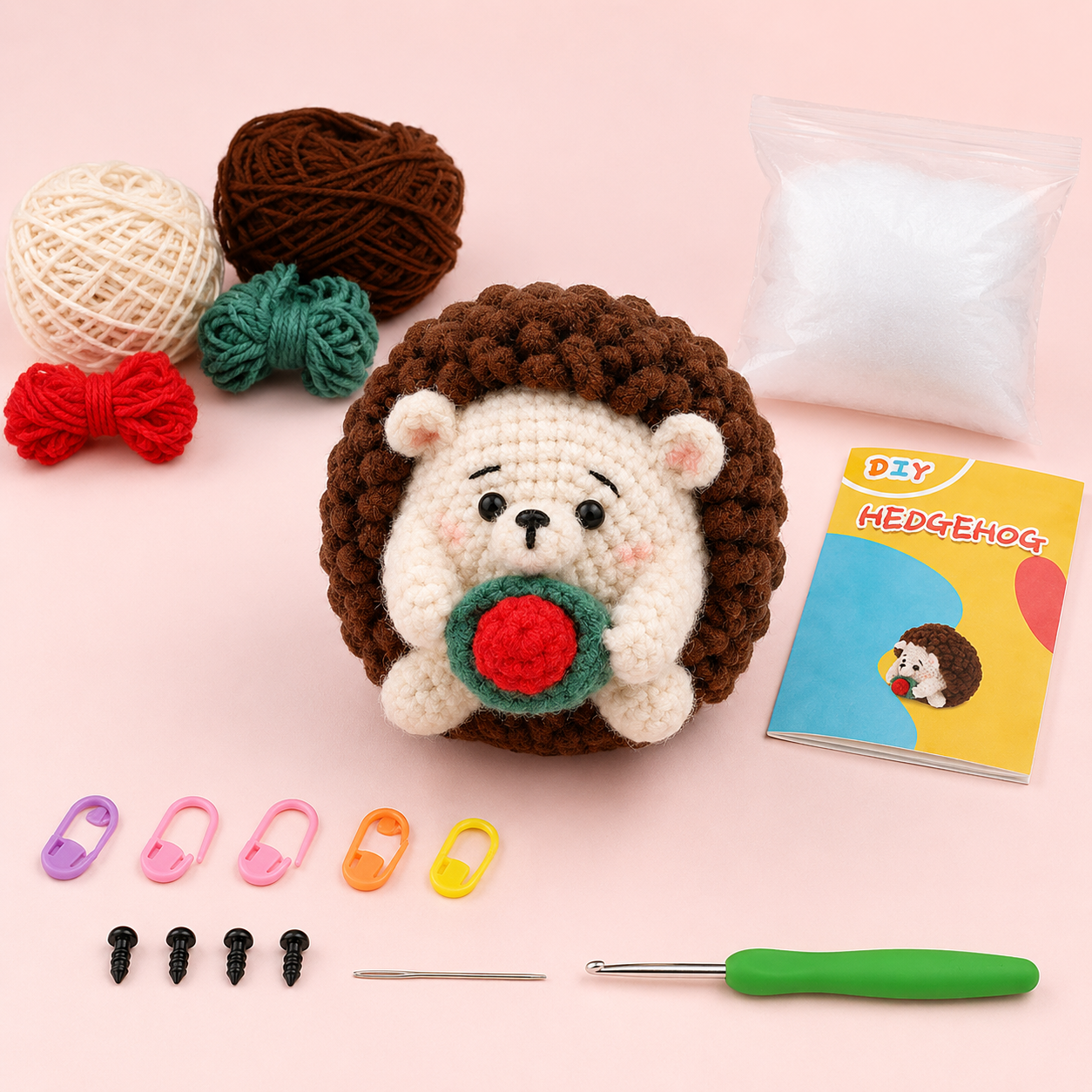 variant:hedgehog | Beginner Crochet Animal Kit - Hedgehog lifestyle display
