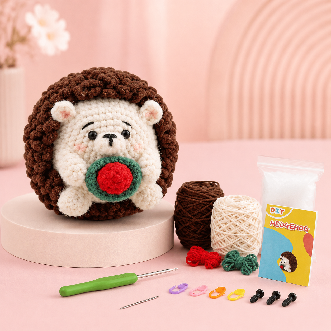 variant:hedgehog | Beginner Crochet Animal Kit - Hedgehog main image