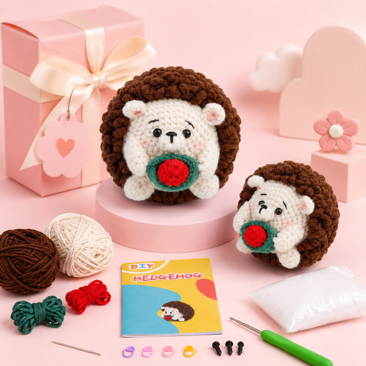 variant:hedgehog | Beginner Crochet Animal Kit - Hedgehog detail image