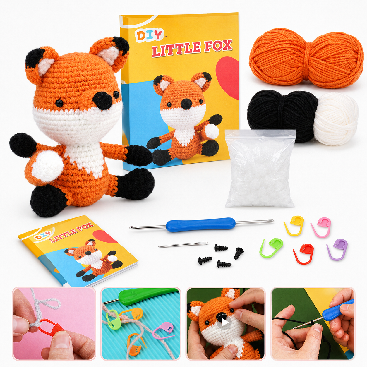 variant:fox | Beginner Crochet Animal Kit - Fox lifestyle display