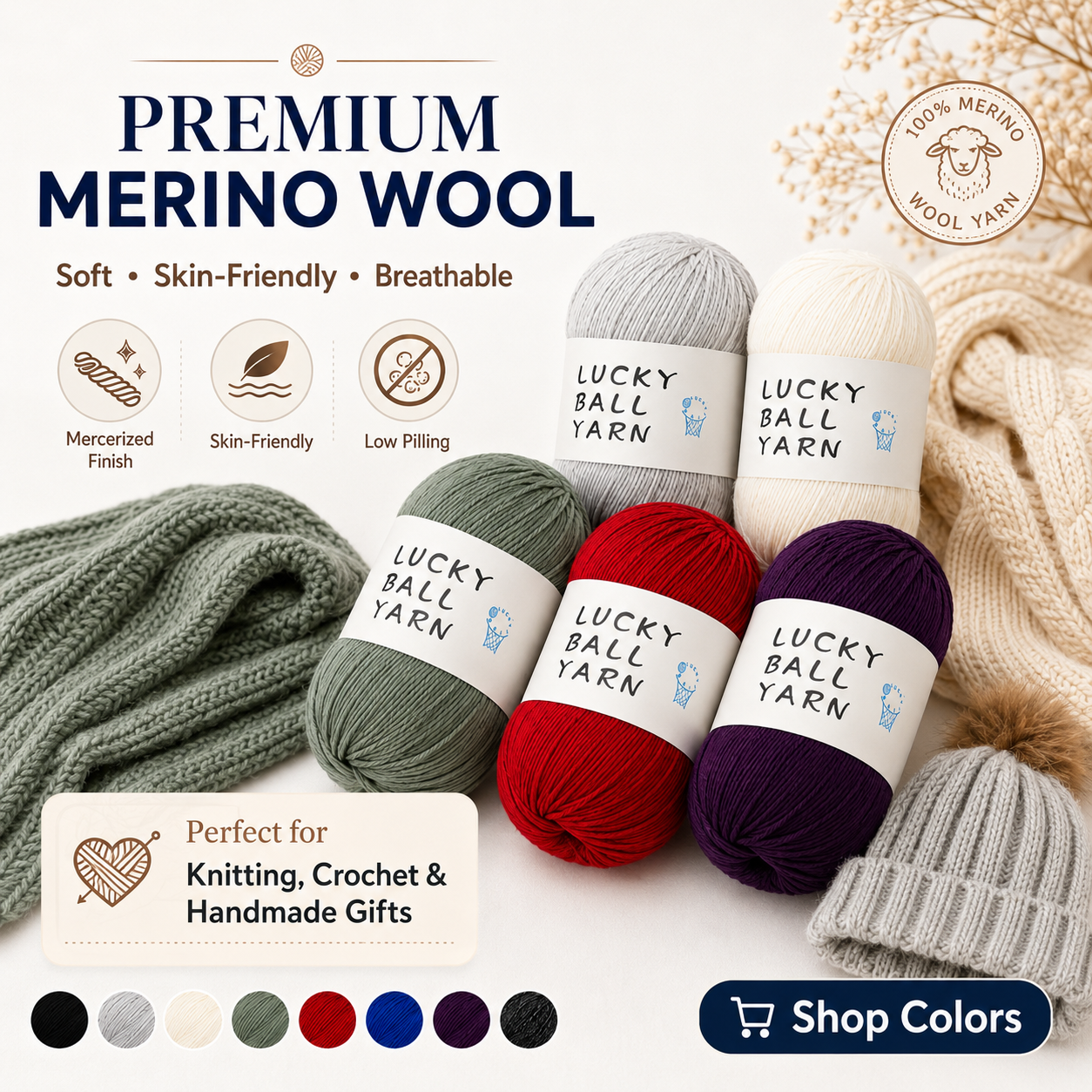 super fine merino wool yarn for knitting crochet and soft handmade projects