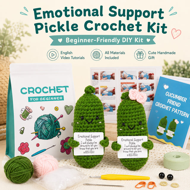 Beginner pickle crochet kit with English instructions