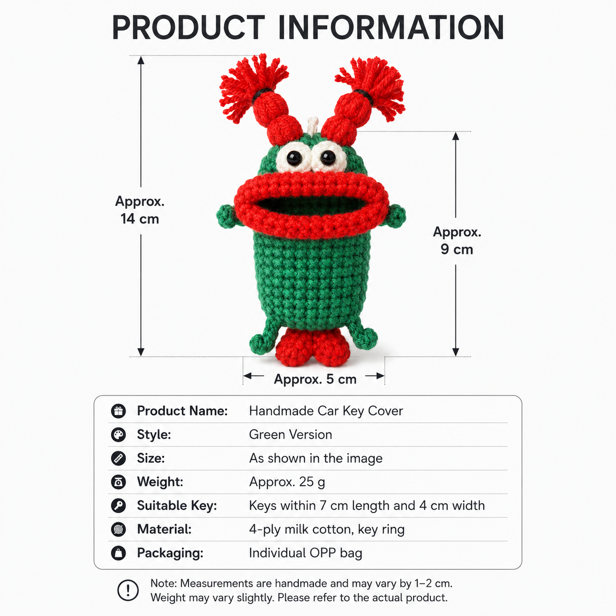 Funny crochet monster car key cover product photo