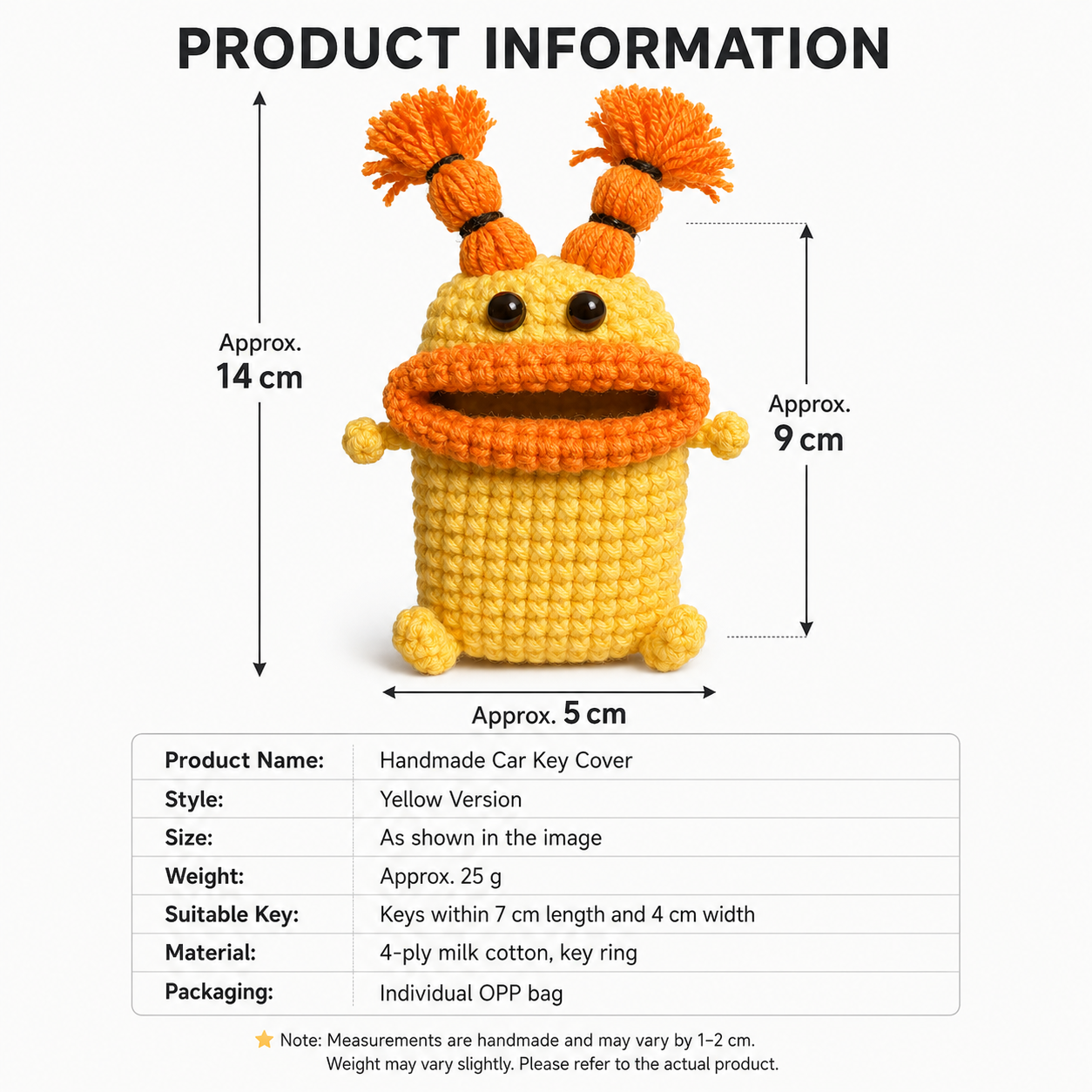 Funny crochet monster car key cover product photo