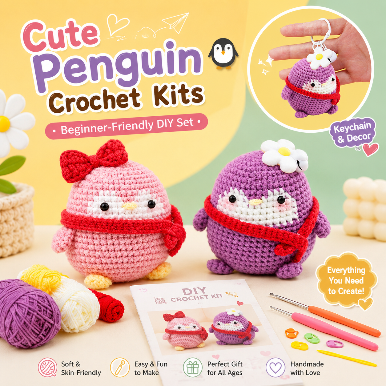 variant:gray | Gray shared image - Cute Penguin Crochet Kits shared display