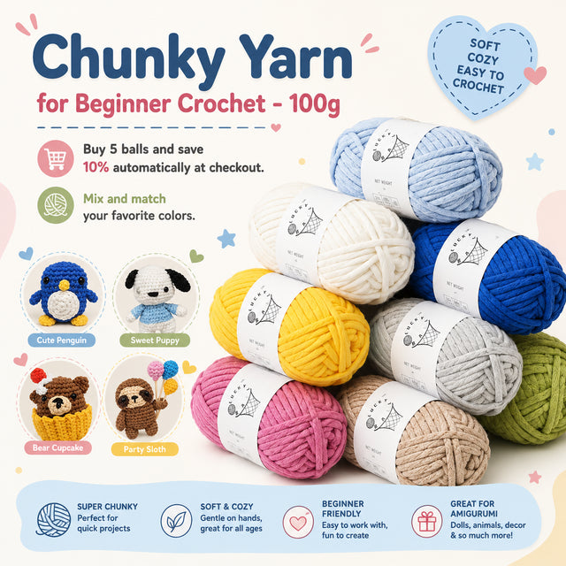 Chunky Yarn for Beginner Crochet cotton blend yarn for crochet and knitting, product photo