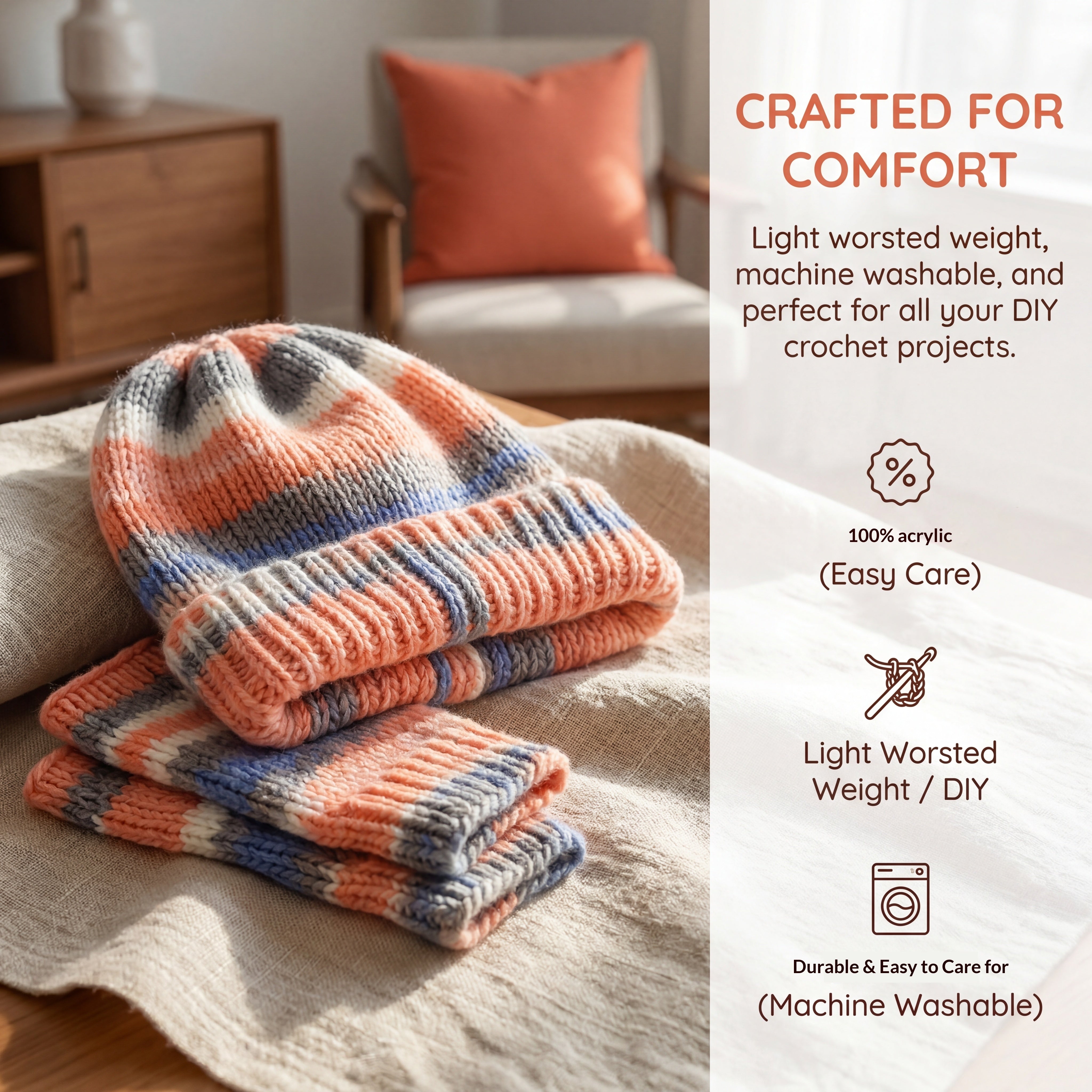 100% Acrylic Multicolor Yarn for Crocheting and Knitting