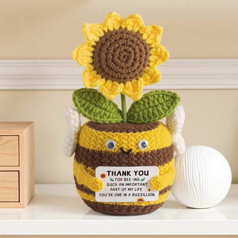 variant:bee-sunflower | Bee Sunflower crochet potted plush toy