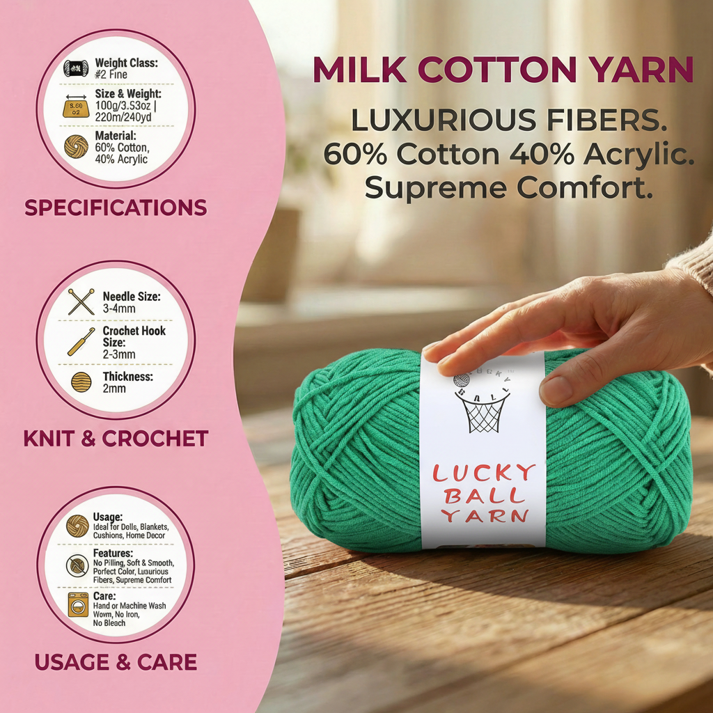 High-Quality Milk Cotton Yarn for Crochet & Knitting