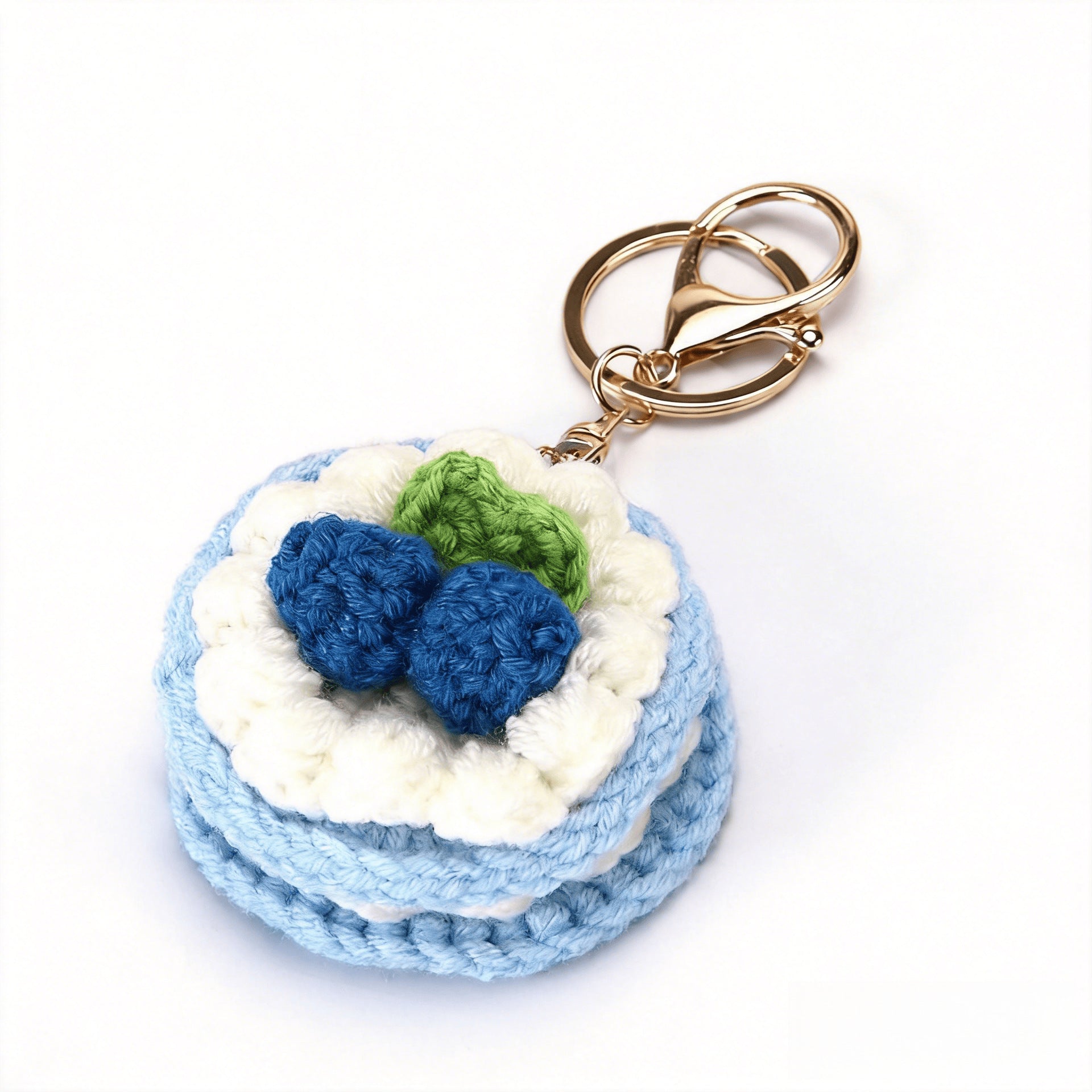 variant:blueberry | Blueberry mini crochet cake keychain charm