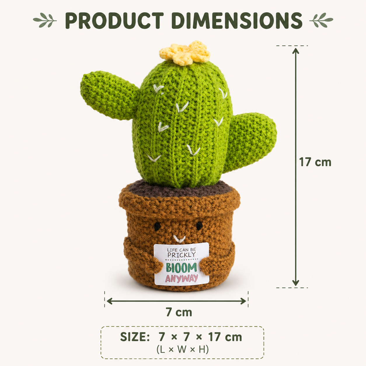 variant:tall-cactus | Tall Cactus product dimensions 7 x 7 x 17 cm