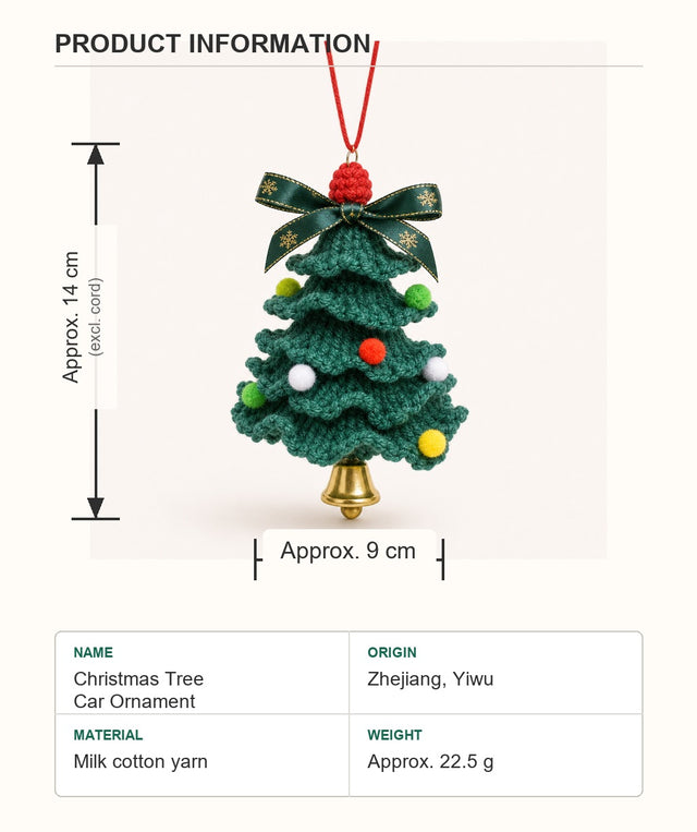 Crochet Christmas Tree Car Mirror Ornament