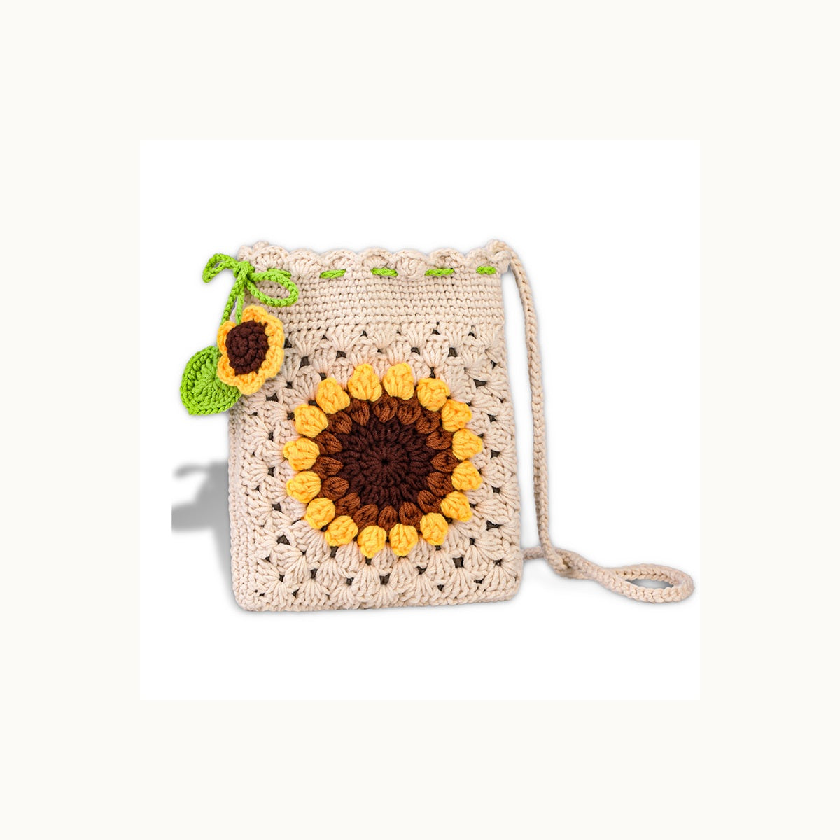 variant:cream | Cream Sunflower phone bag finished project detail