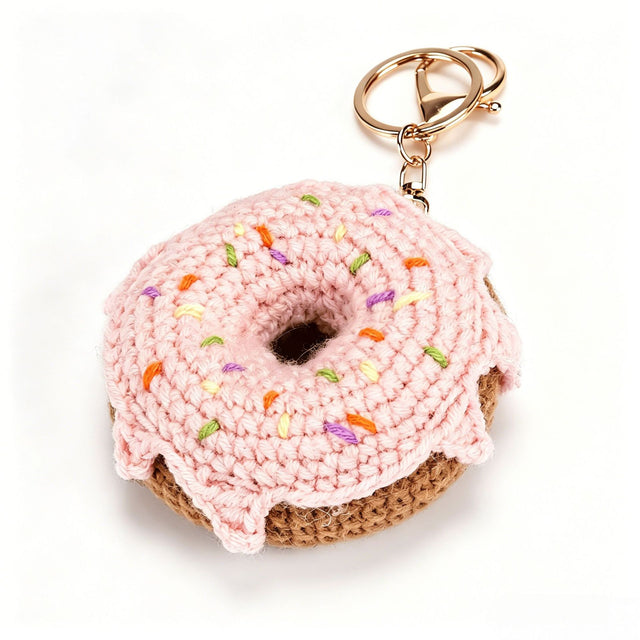 variant:yellow | Yellow Donut crochet donut keychain charm