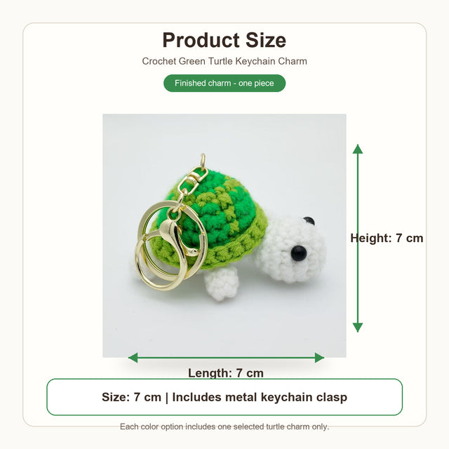 variant:green | Green Turtle crochet turtle keychain charm main product photo