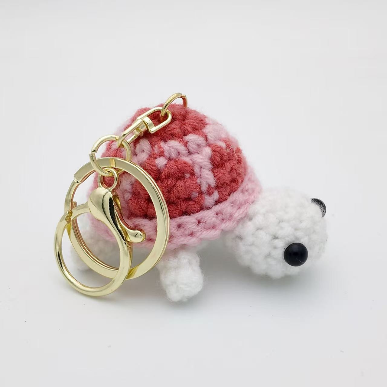 variant:pink | Pink Turtle crochet turtle keychain charm main product photo