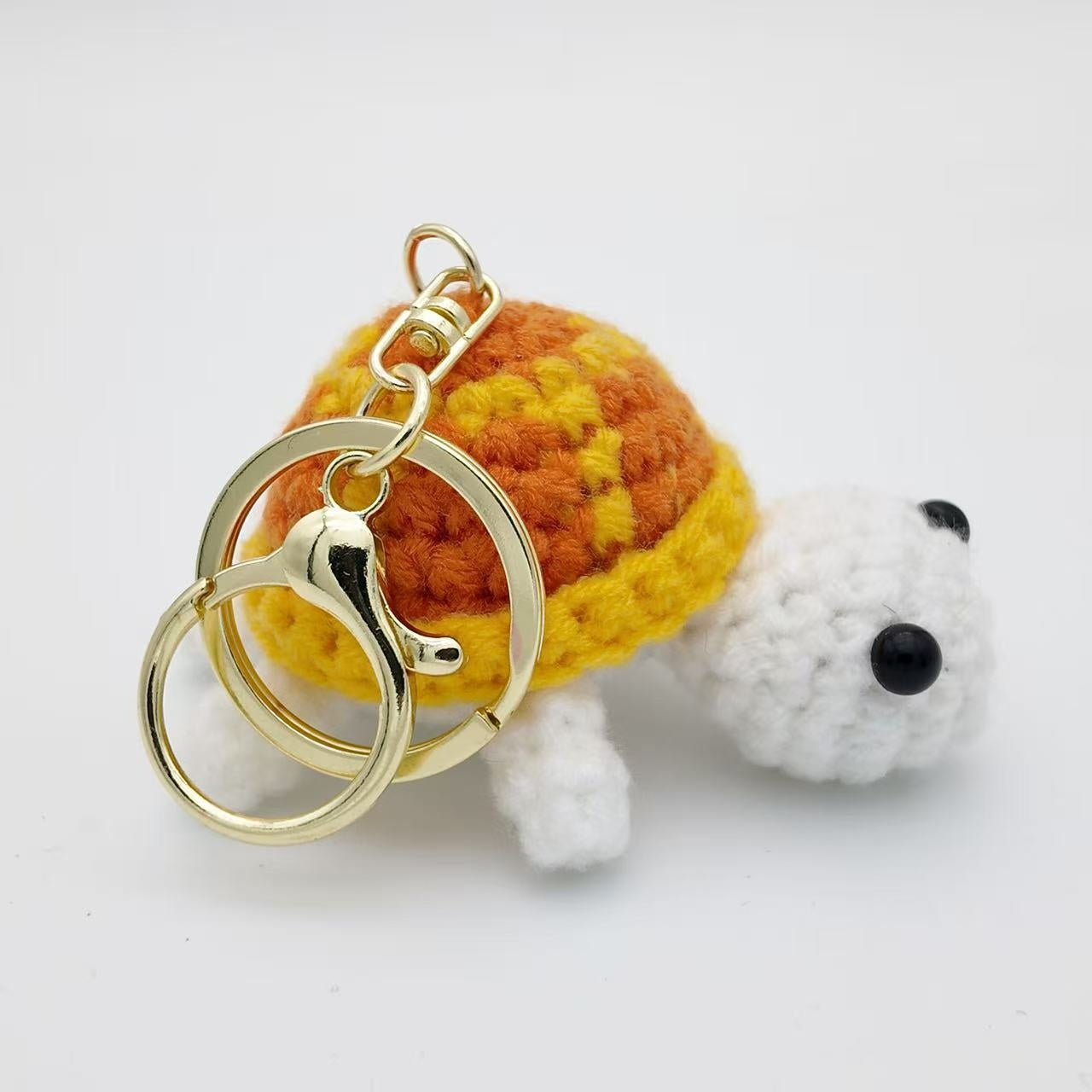 variant:yellow | Yellow Turtle crochet turtle keychain charm main product photo