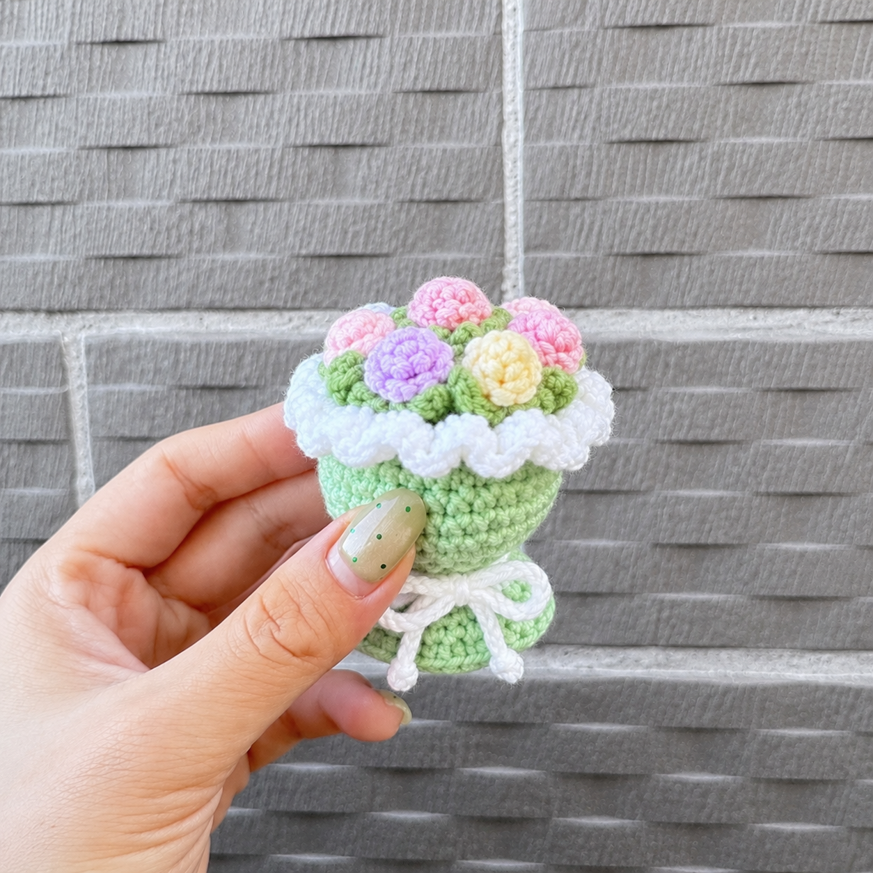 variant:mint-pastel | Mint Pastel Bouquet crochet flower bouquet keychain charm