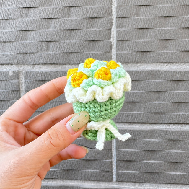 variant:mint-yellow | Mint Yellow Bouquet crochet flower bouquet keychain charm
