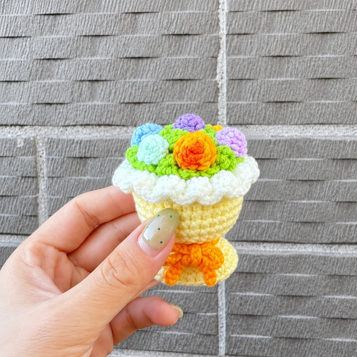 variant:yellow-mix | Yellow Mix Bouquet crochet flower bouquet keychain charm