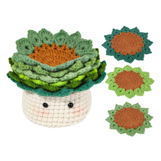 Beginner Flower Coaster & Storage Basket Crochet Kit