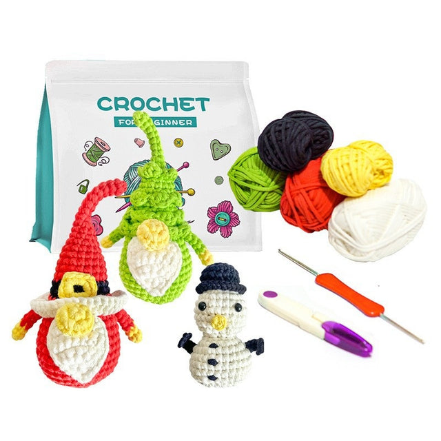 crochet plush gift kit for beginners with cute handmade projects