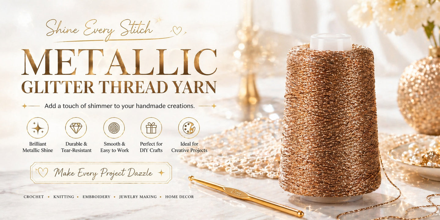 Metallic glitter thread yarn for crochet, knitting, embroidery, jewelry making and home decor