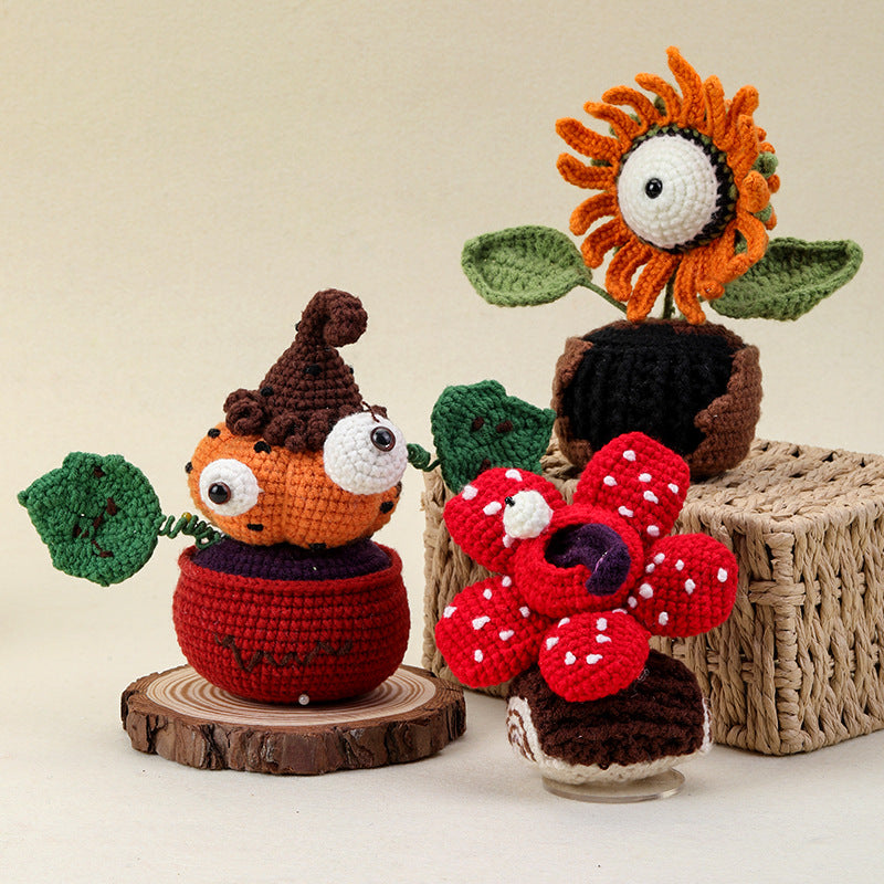 DIY Crochet Monster Plant Kit finished project display