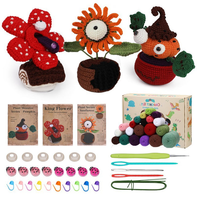 DIY Crochet Monster Plant Kit finished project display