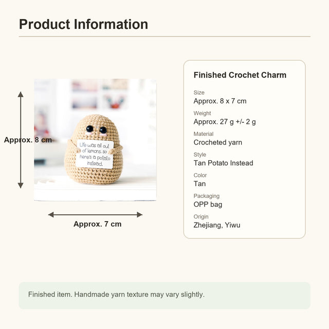 Potato Instead Crochet Plush Charm - Tan