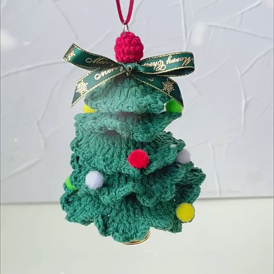 Crochet Christmas Tree Car Mirror Ornament video