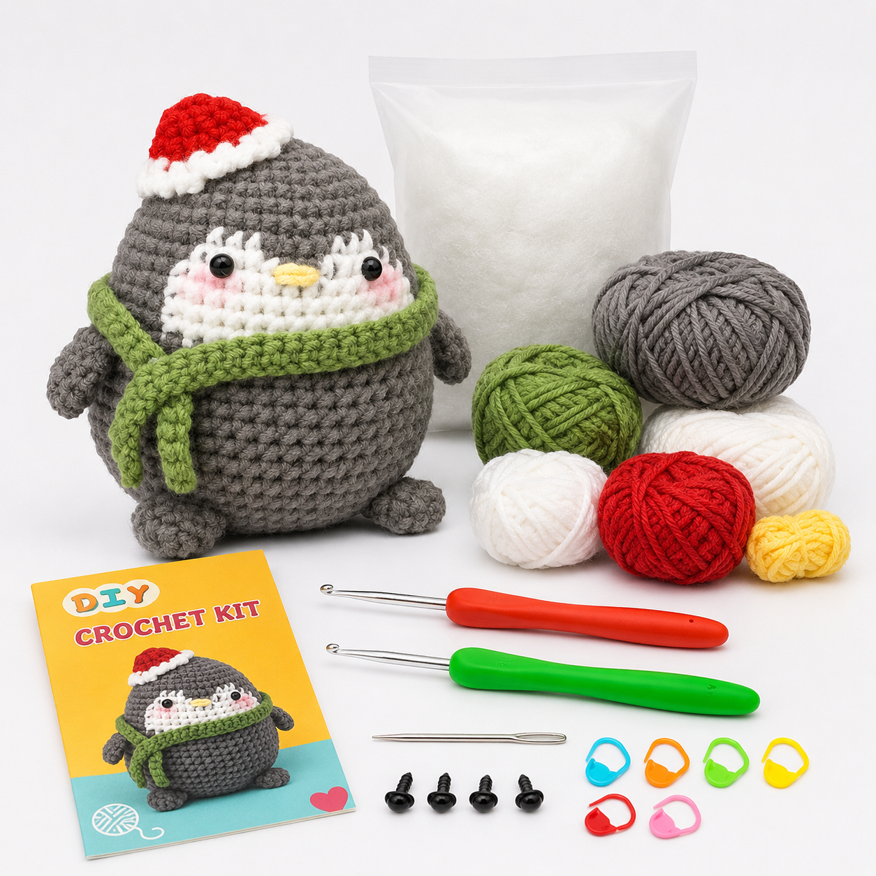 variant:gray | Gray Penguin Crochet Kit main image