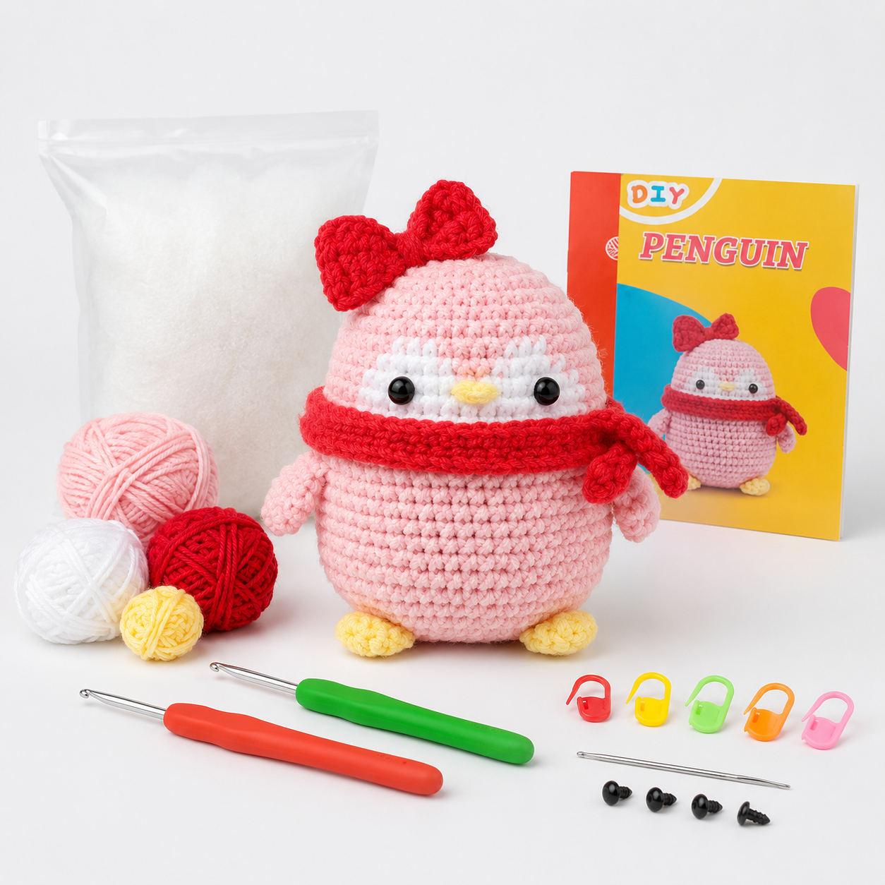 variant:pink | Pink Penguin Crochet Kit main image